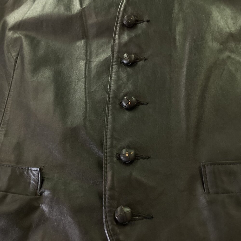 Vintage Diamond Leathers  Black Leather Mens Western Vest Size 42 Biker Jacket - Picture 11 of 13